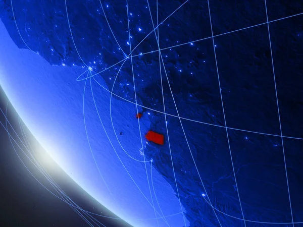 Ekvatorialguinea Blå Digital Planet Earth Från Rymden Med Nätverk Begreppet — Stockfoto