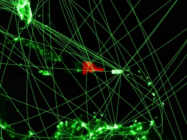 ネットワークと緑の地図上のドミニカ共和国 国際旅行 コミュニケーション テクノロジーの概念 3Dイラスト この画像の要素は Nasaによって提供 — ストック写真