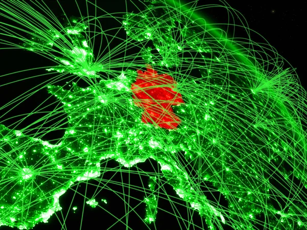 Alemanha Espaço Modelo Planeta Verde Terra Com Rede Conceito Tecnologia — Fotografia de Stock