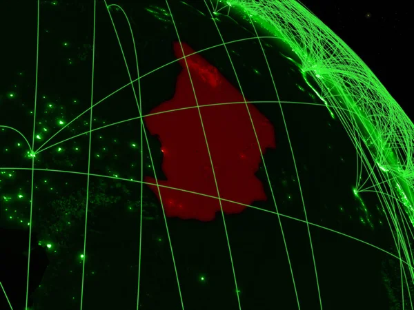 Ciad Dallo Spazio Sul Modello Del Pianeta Verde Terra Con — Foto Stock