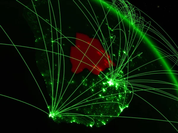Botsuana Espaço Modelo Planeta Verde Terra Com Rede Conceito Tecnologia — Fotografia de Stock