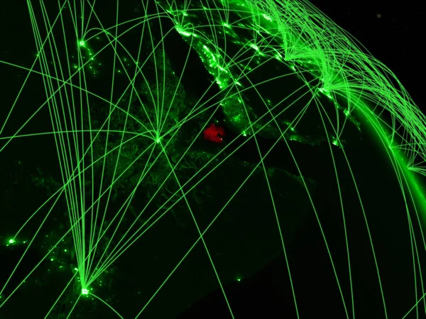 Dżibuti Kosmosu Modelu Zielonej Planety Ziemia Siecią Koncepcja Zielonej Technologii — Zdjęcie stockowe