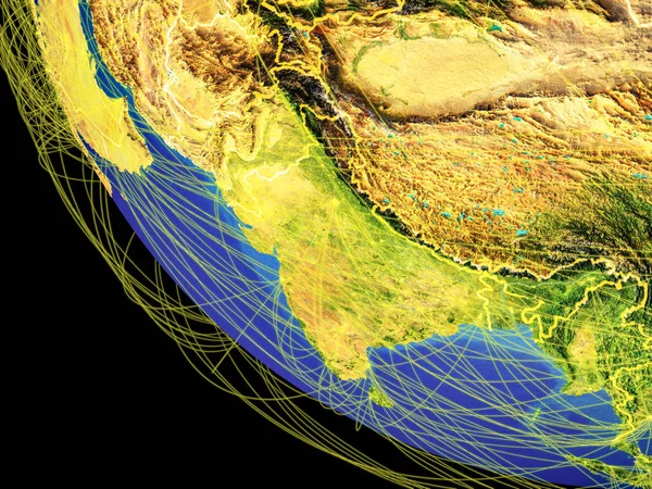 Dél Ázsia Űrből Amely Látható Országhatárokkal Kommunikációt Vagy Légi Utazást — Stock Fotó
