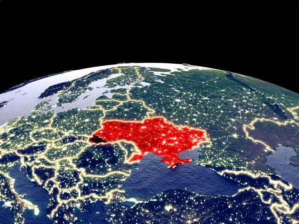 Die Ukraine Aus Dem All Auf Dem Planeten Erde Der Stockfoto