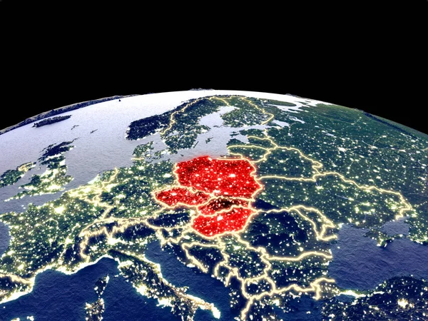 Visegrad Gruppe Aus Dem All Auf Dem Planeten Erde Bei Stockbild