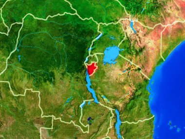 Ülke sınırları ve çok ayrıntılı gezegen yüzeyi ile dünya gezegeninin modeli üzerinde uzaydan Burundi. 3d illüstrasyon. Nasa tarafından döşenmiş bu görüntünün elemanları.