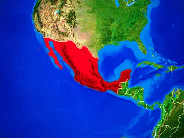 México Desde Espacio Modelo Del Planeta Tierra Con Fronteras Nacionales — Foto de Stock