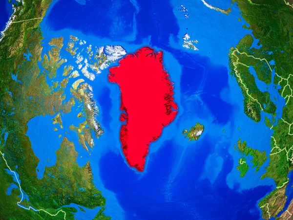 Groenlandia Desde Espacio Modelo Del Planeta Tierra Con Fronteras Nacionales —  Fotos de Stock