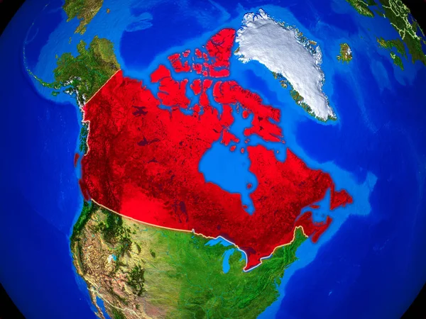 국경과 상세한 표면행성 지구의 모델에 공간에서 캐나다 Nasa가 제공하는 이미지의 — 스톡 사진