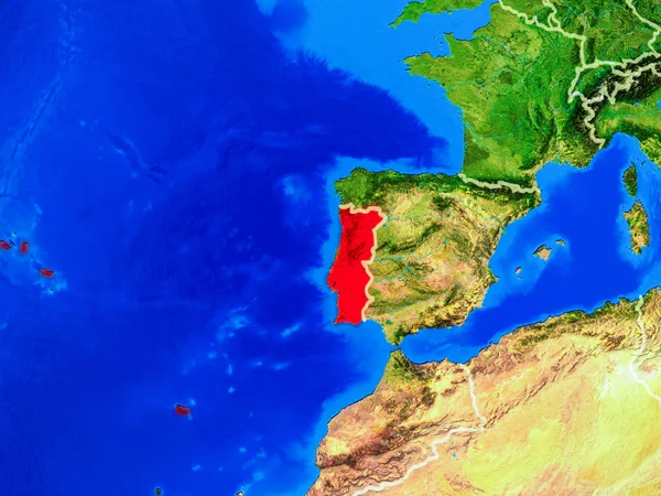 Portugalia Kosmosu Modelu Planety Ziemia Granicami Kraju Bardzo Szczegółowej Powierzchni — Zdjęcie stockowe