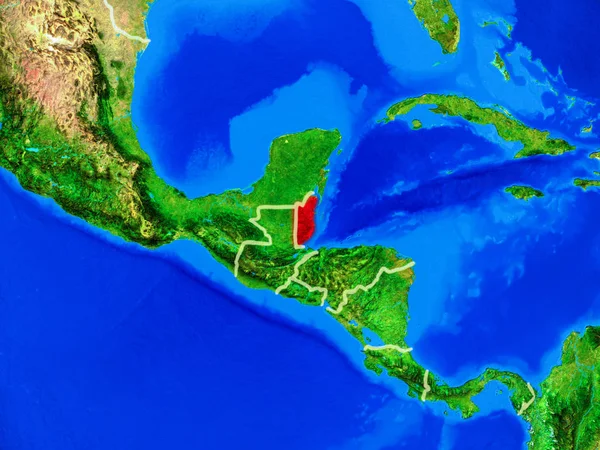 Belize Spazio Modello Pianeta Terra Con Confini Paese Superficie Pianeta — Foto Stock