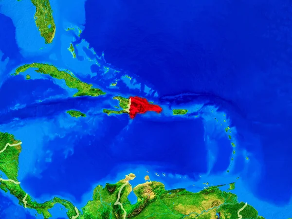 Δομινικανή Δημοκρατία Από Διάστημα Στο Μοντέλο Του Πλανήτη Σύνορα Χώρας — Φωτογραφία Αρχείου
