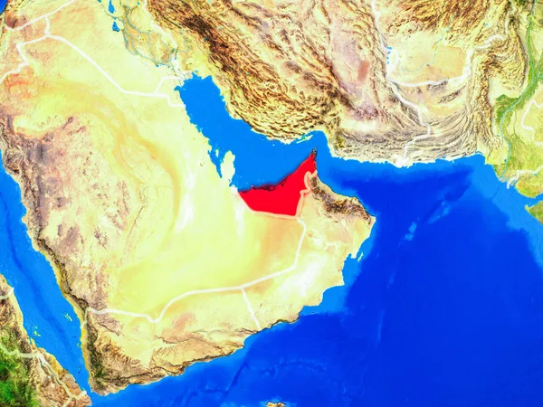 Emiratos Árabes Unidos Desde Espacio Modelo Del Planeta Tierra Con —  Fotos de Stock