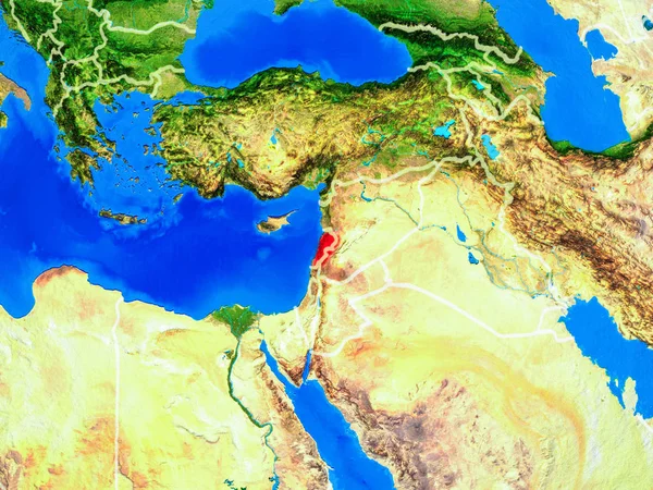 국경과 상세한 표면행성 지구의 모델에 공간에서 레바논 Nasa가 제공하는 이미지의 — 스톡 사진