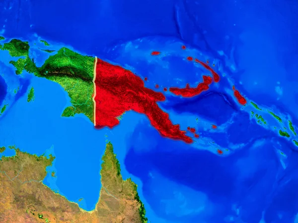 Папуа Новая Гвинея Космоса Модели Планеты Земля Страновыми Границами Подробной — стоковое фото