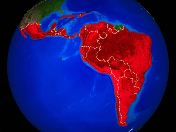 América Latina Espaço Modelo Planeta Terra Com Fronteiras País Superfície — Fotografia de Stock