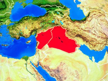 İslam Devleti uzaydan dünya gezegeni ülke sınırları ve çok ayrıntılı gezegen yüzeyi modeli. 3d illüstrasyon. Nasa tarafından döşenmiş bu görüntünün elemanları.