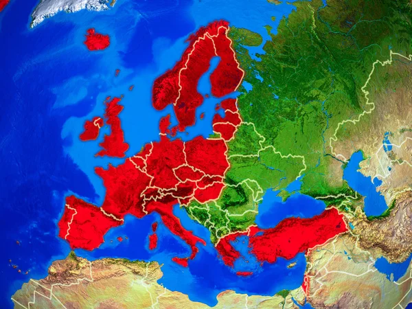 Ocse Membri Europei Dallo Spazio Sul Modello Del Pianeta Terra — Foto Stock