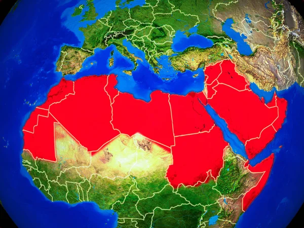 Arab League Space Model Planet Earth Country Borders Very Detailed — Stock Photo, Image