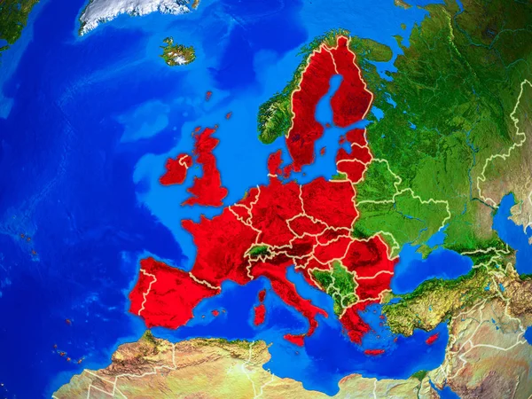 European Union Space Model Planet Earth Country Borders Very Detailed — Stock Photo, Image