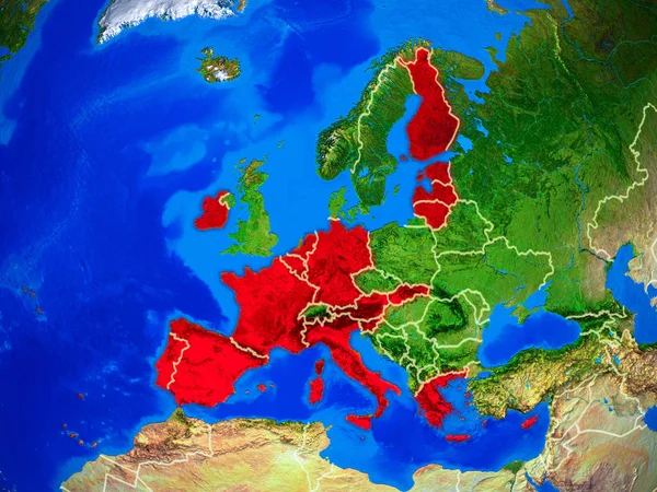 Eurozone Member States Space Model Planet Earth Country Borders Very — Stock Photo, Image