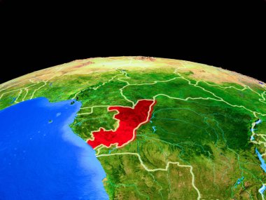 Kongo ülke sınırları ve çok ayrıntılı gezegen yüzeyi ile dünya gezegeninin modeli üzerinde. 3d illüstrasyon. Nasa tarafından döşenmiş bu görüntünün elemanları.