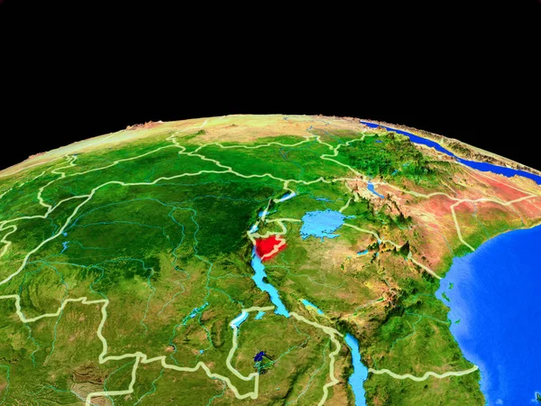 Burundi Pada Model Planet Bumi Dengan Perbatasan Negara Dan Permukaan — Stok Foto
