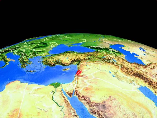 Líbano Modelo Planeta Terra Com Fronteiras País Superfície Planeta Muito — Fotografia de Stock