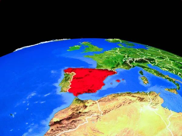 Spanien Auf Dem Modell Des Planeten Erde Mit Ländergrenzen Und — Stockfoto