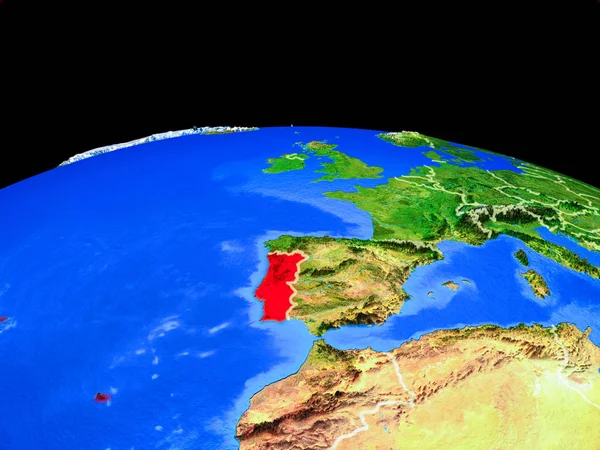 Portugalia Modelu Planety Ziemia Granicami Kraju Bardzo Szczegółowej Powierzchni Planety — Zdjęcie stockowe