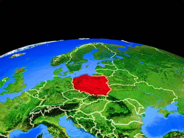 국경과 상세한 표면행성 지구의 모델에 폴란드 Nasa가 제공하는 이미지의 — 스톡 사진