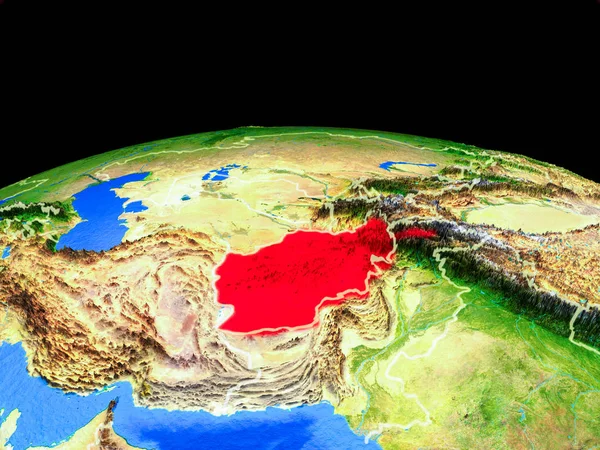 Афганістан Моделлю Планети Земля Кордонами Країни Дуже Детальну Поверхню Планети — стокове фото