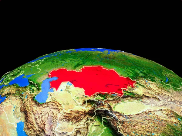 Cazaquistão Modelo Planeta Terra Com Fronteiras País Superfície Planeta Muito — Fotografia de Stock