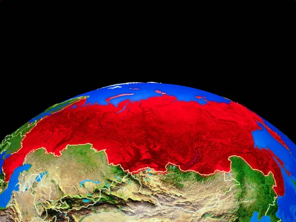 Rússia Modelo Planeta Terra Com Fronteiras País Superfície Planeta Muito — Fotografia de Stock