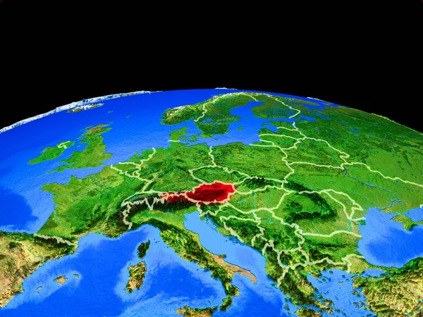 Австрія Модель Планети Земля Кордонів Країни Дуже Докладна Поверхня Планети — стокове фото