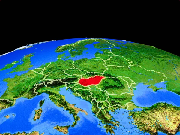 국경과 상세한 지구의 모델에 헝가리 Nasa가 제공하는 이미지의 — 스톡 사진