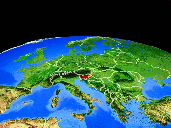 Slovenië Model Van Planeet Aarde Met Landsgrenzen Zeer Gedetailleerd Planeetoppervlak — Stockfoto