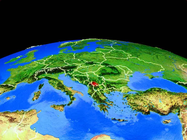 Kosovo Modelo Del Planeta Tierra Con Fronteras Nacionales Una Superficie — Foto de Stock