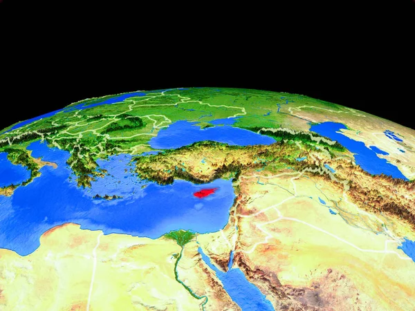 Кипр Модели Планеты Земля Границами Страны Подробной Поверхностью Планеты Иллюстрация — стоковое фото