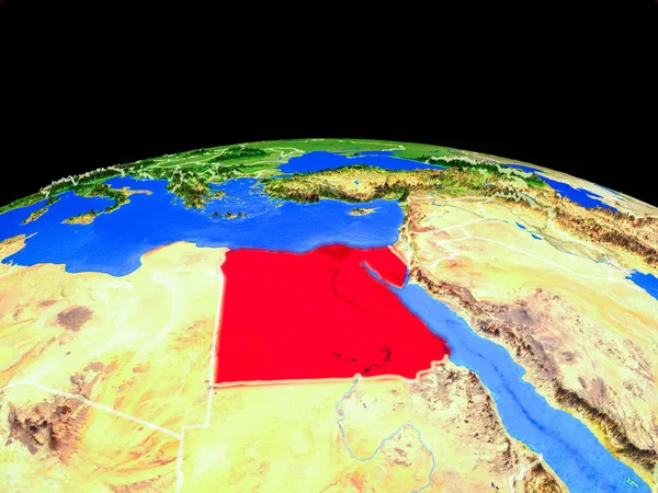 Egypt Modelu Planety Země Hranicemi Země Velmi Podrobným Povrchem Planety — Stock fotografie