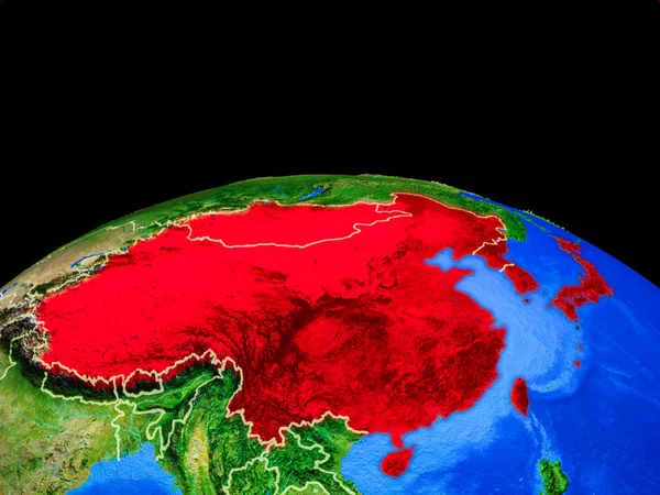 East Asia Model Planet Earth Country Borders Very Detailed Planet — Stock Photo, Image