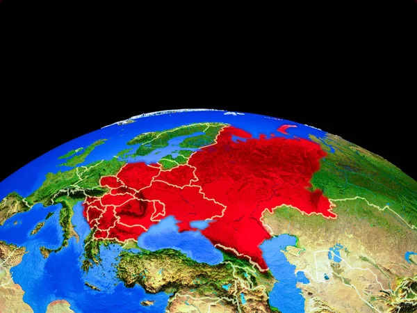 Восточная Европа Модели Планеты Земля Страновыми Границами Подробной Поверхностью Планеты — стоковое фото