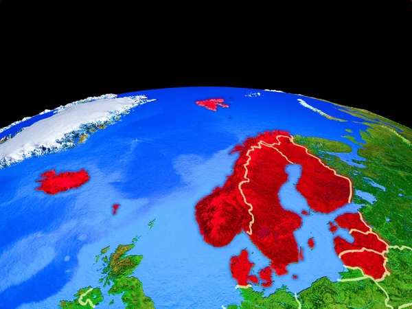 Kuzey Avrupa Ülke Sınırları Çok Ayrıntılı Gezegen Yüzeyi Ile Dünya — Stok fotoğraf