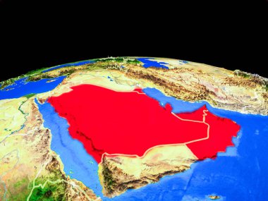 Ülke sınırları ve çok ayrıntılı gezegen yüzeyi ile Dünya gezegeninin modeli üzerinde Ccasg ülkeler. 3d illüstrasyon. Nasa tarafından döşenmiş bu görüntünün elemanları.