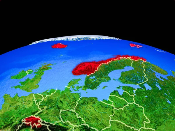 Efta Ülkeleri Ülke Sınırları Çok Detaylı Gezegen Yüzeyi Ile Dünya — Stok fotoğraf