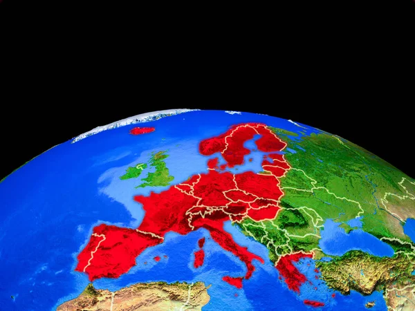 Schengener Gebietsmitglieder Auf Dem Modell Des Planeten Erde Mit Ländergrenzen — Stockfoto