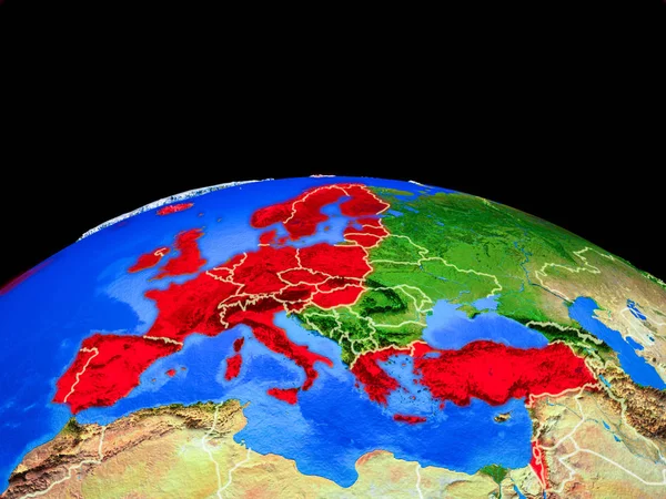Ocse Membri Europei Sul Modello Del Pianeta Terra Con Confini — Foto Stock