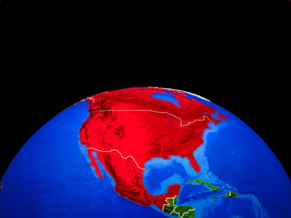 Nafta加盟国は 国境と非常に詳細な惑星表面を持つ惑星地球のモデルに関する 3Dイラスト この画像の要素は Nasaによって提供 — ストック写真