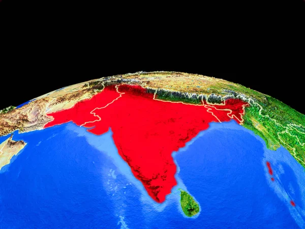 Brit India Modell Föld Bolygó Országhatárokat Nagyon Részletes Bolygó Felszínén — Stock Fotó
