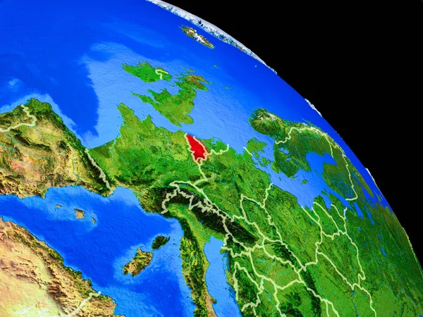 Belgien Planet Jord Från Utrymme Med Landet Gränsar Mycket Fina — Stockfoto